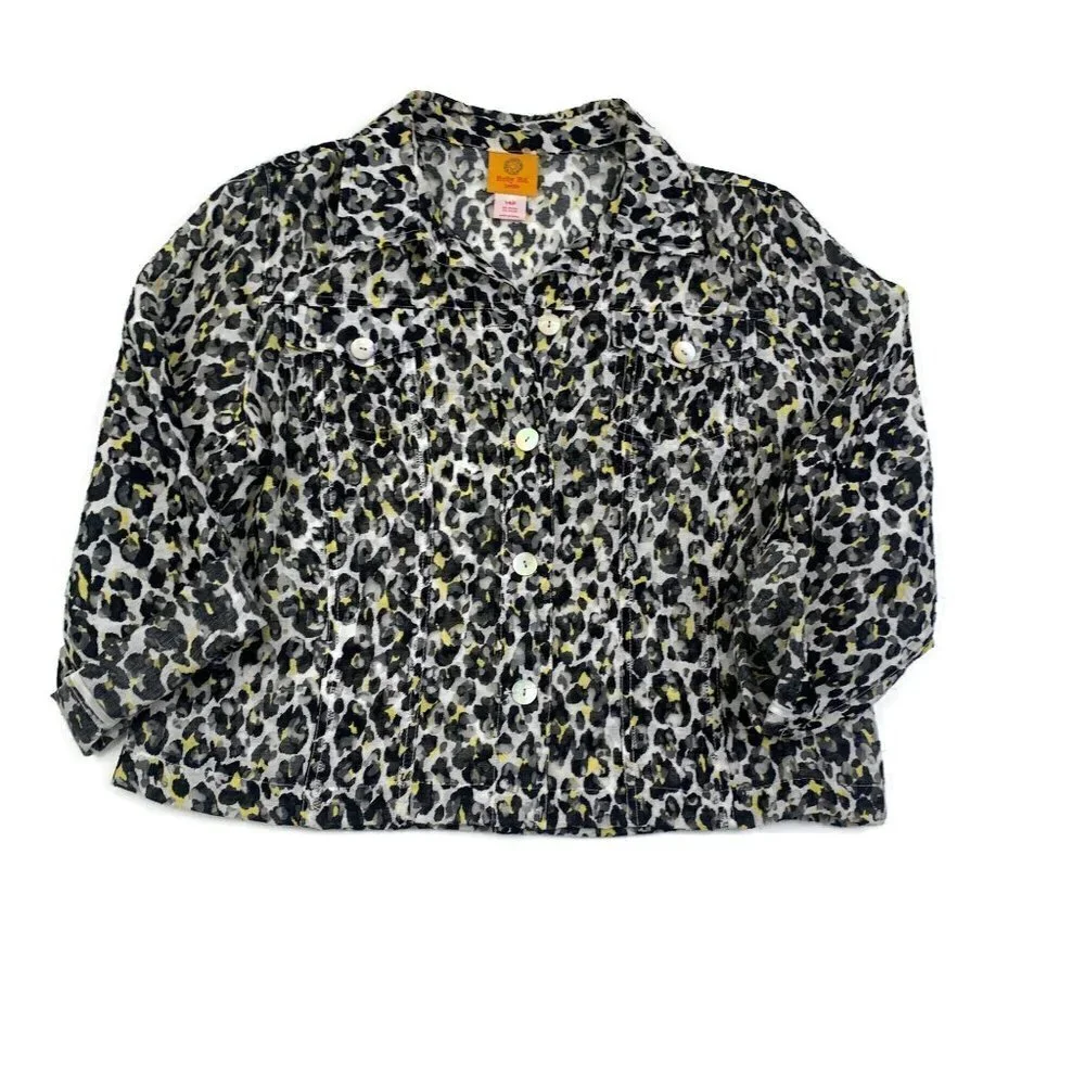 Ruby Rd. Rayon Semi Sheer Animal/Leopard/Cheetah Print Jacket Women's Petite 14P